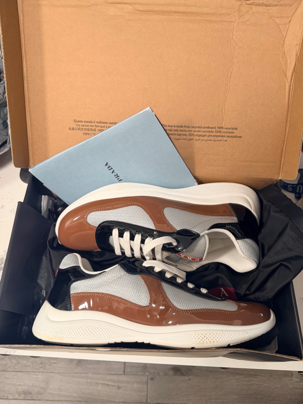 Prada Patent leather and technical America's Cup sneakers size 12